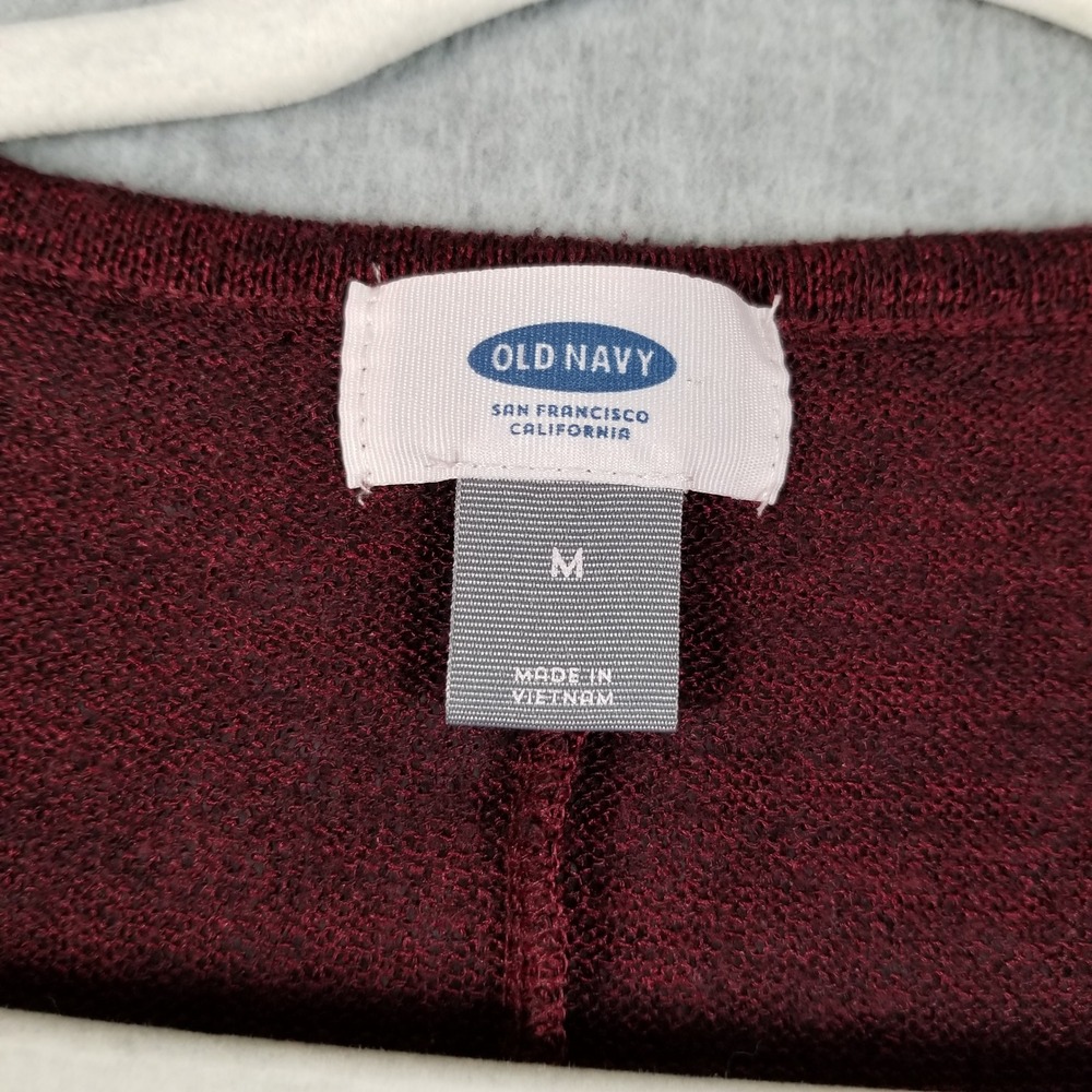 Old Navy Sweater Women's Medium M Burgundy Sheer Knit Pullover Scoop Long Sleeve - Picture 5 of 9